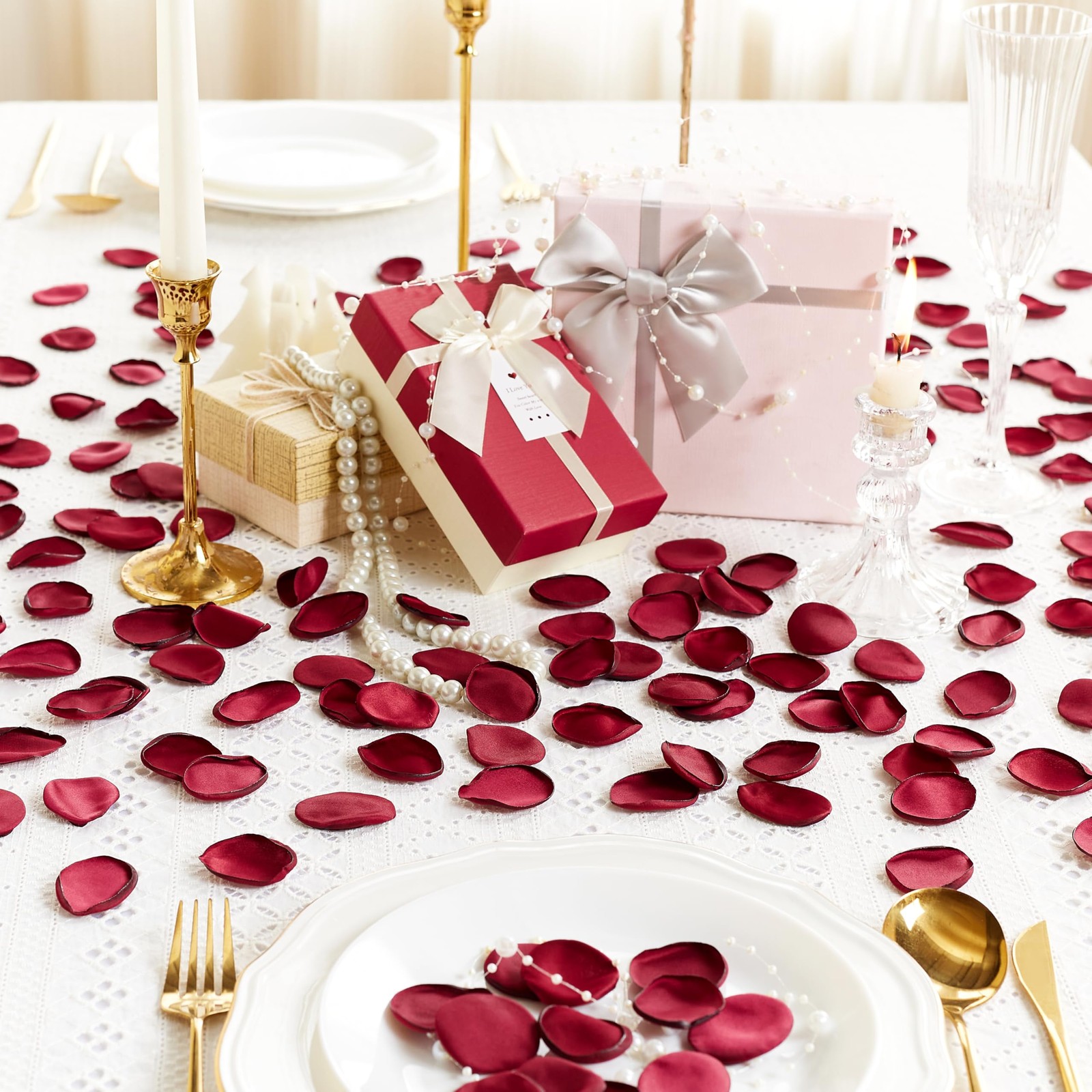400PCS Wine Red Rose Petals Fake Slik Flower Petals for Wedding Artificial Fl…
