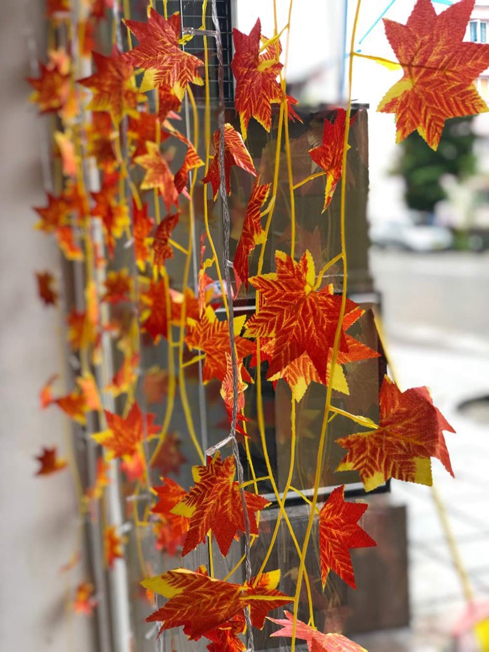 90 Feet 12 Strands Artificial Fall Maple Leaves Garland Autumn Fake Leaf Vine…