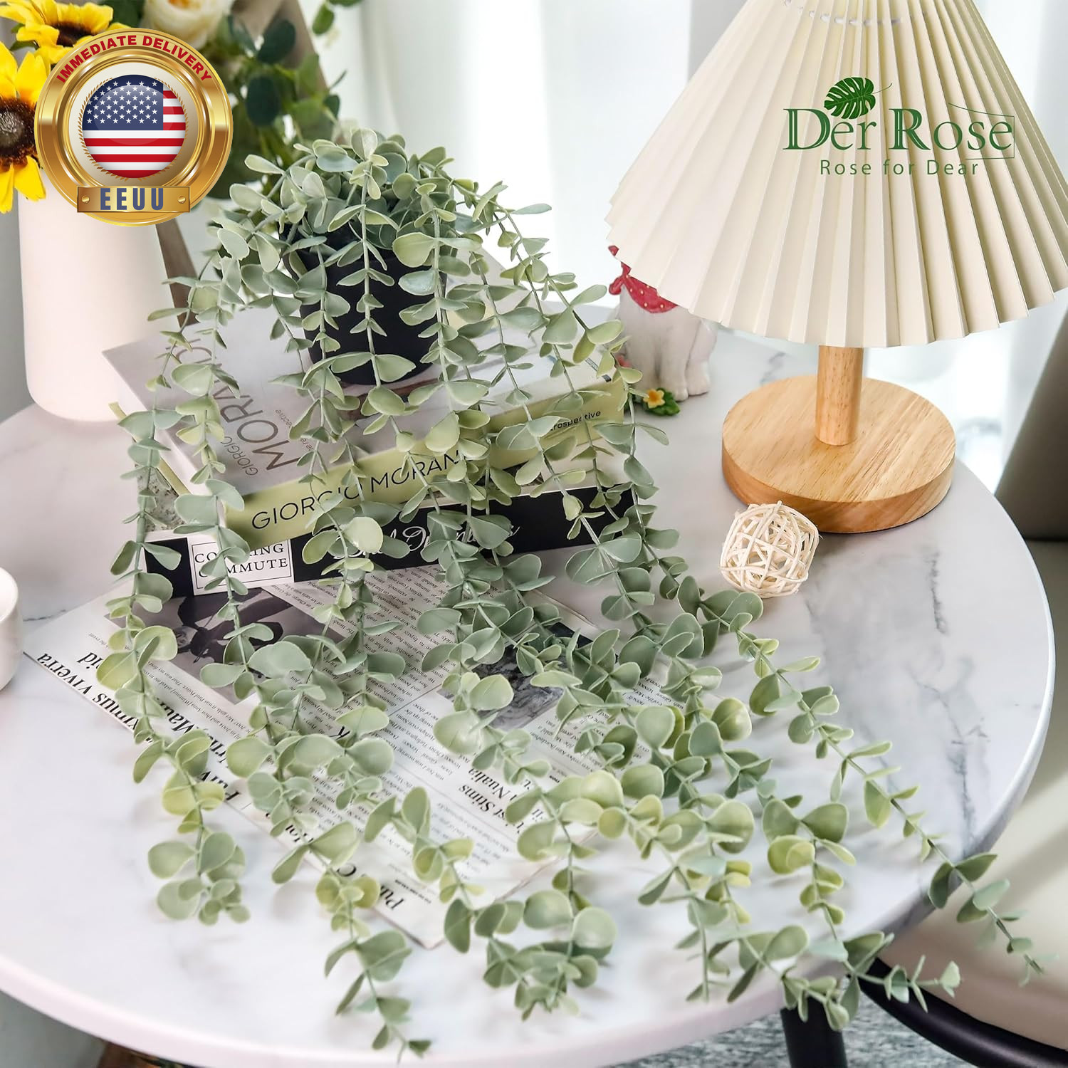 1Pcs Fake Plants Hanging Artificial Potted Faux Eucalyptus Plants for Modern Boh