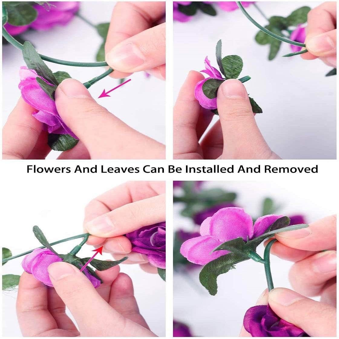 9 Pack 73.8FT Flowers Garland Decorations Plastic Artificial Flowers for Wedding