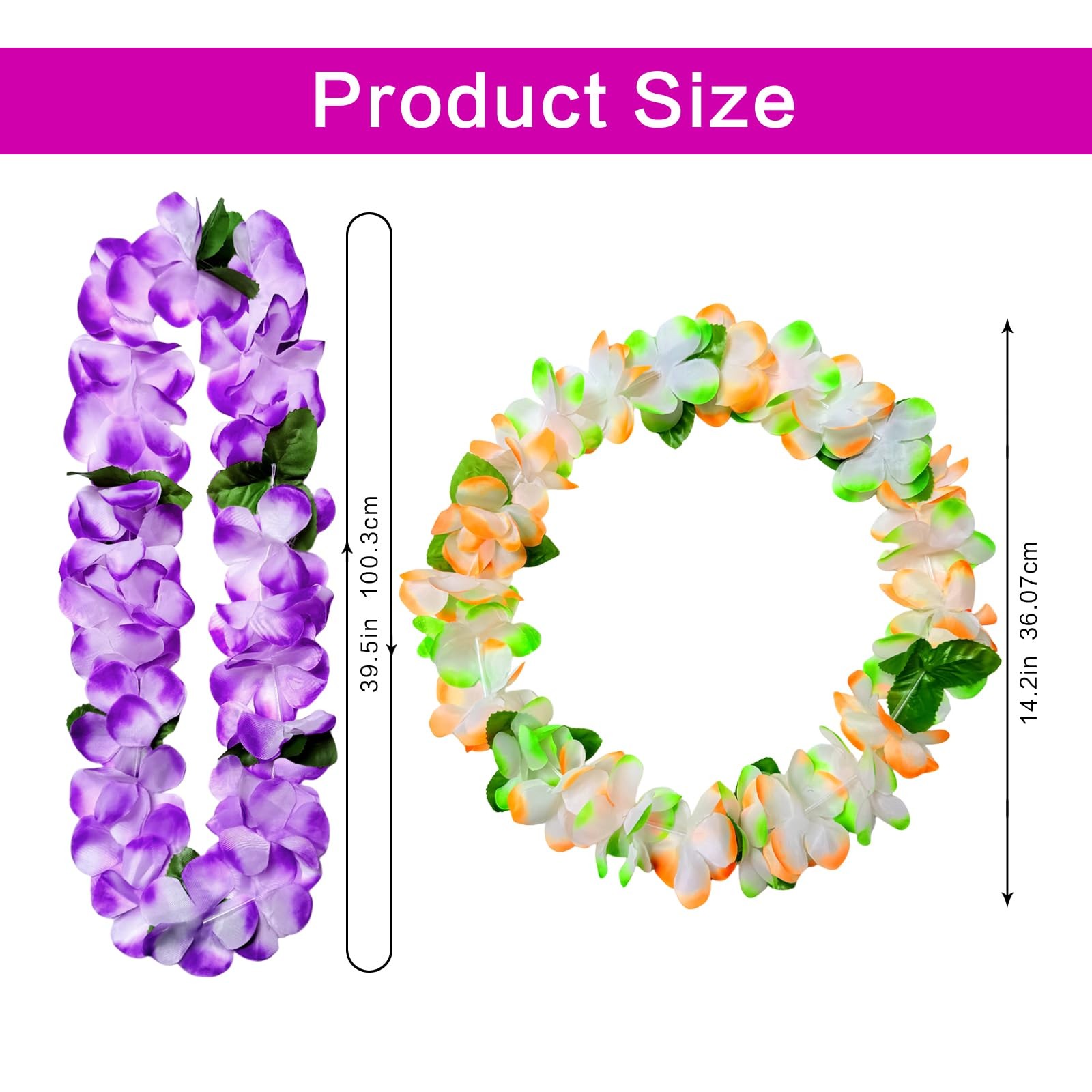 6 Counts Hawaiian Leis for Luau Party Supplies, Tropical Flower Lei Decoratio…