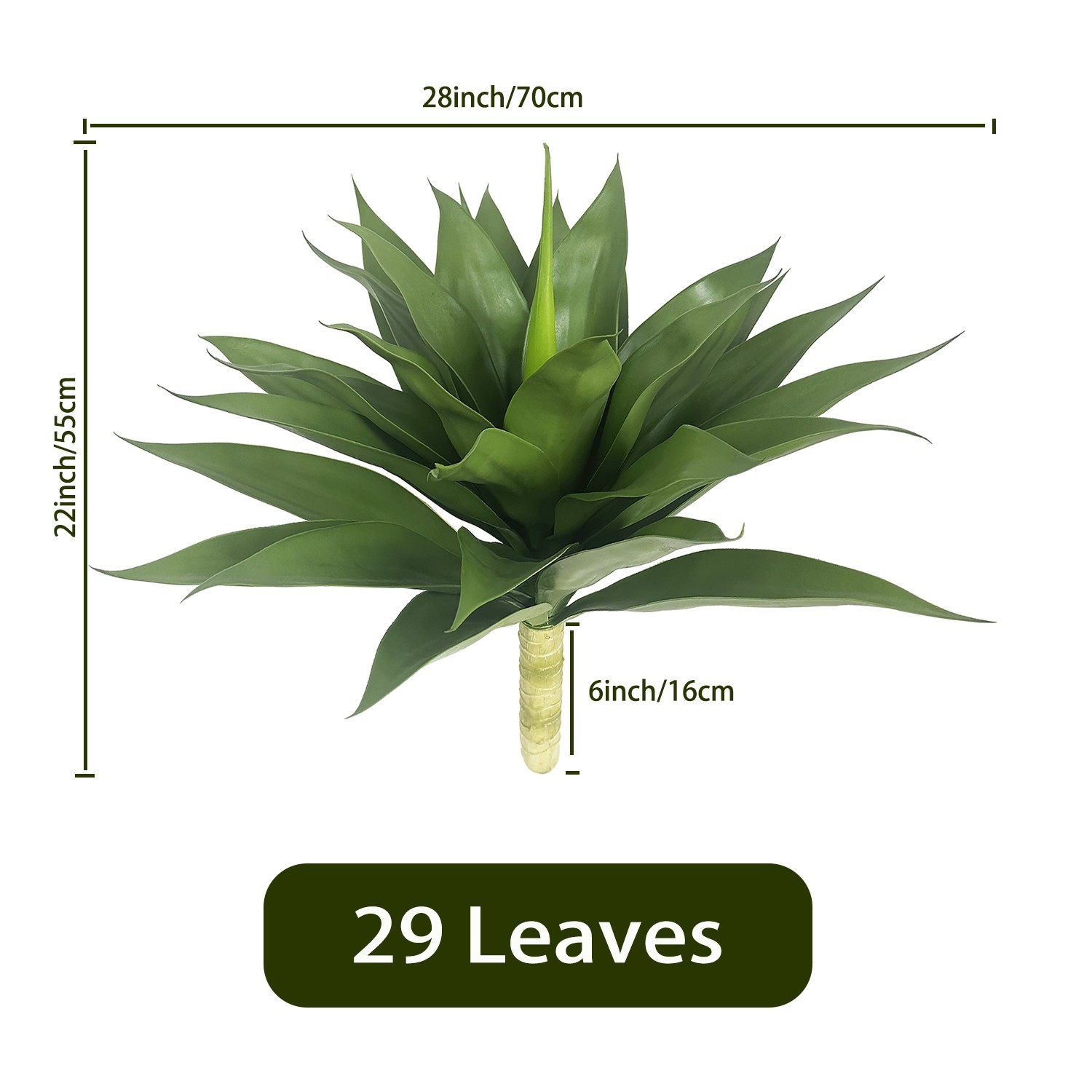 2 Pcs Artificial Agave Plant Stake Realistic Faux Ground Insert for Garden Decor