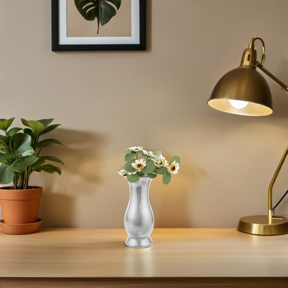 Stainless Steel Vase: Decorative Flower Container – Minimalist Desktop Vase For