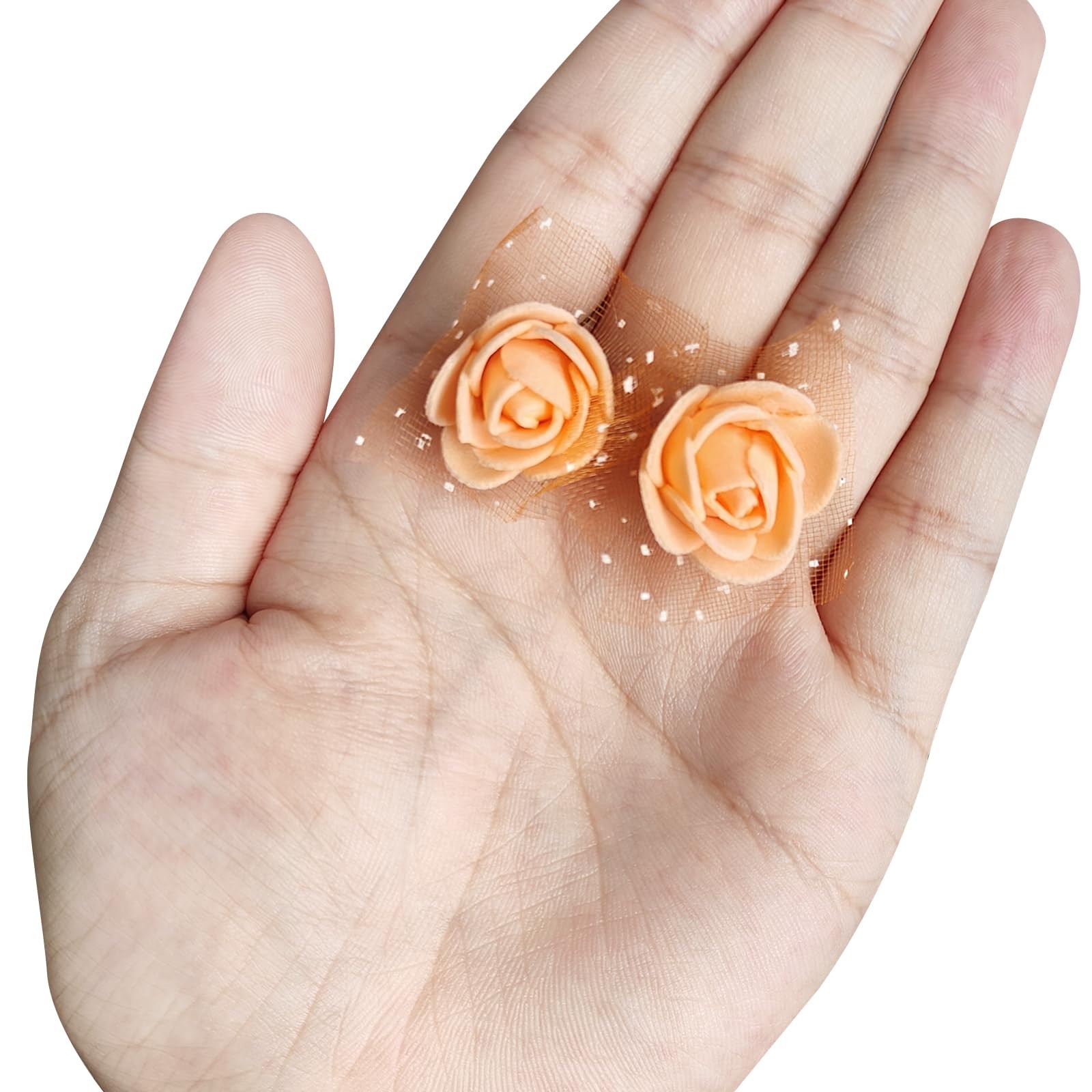 72 PCS 0.8-1 Inch Brown Mini Artificial Rose Flower Heads for DIY Craft Wedding