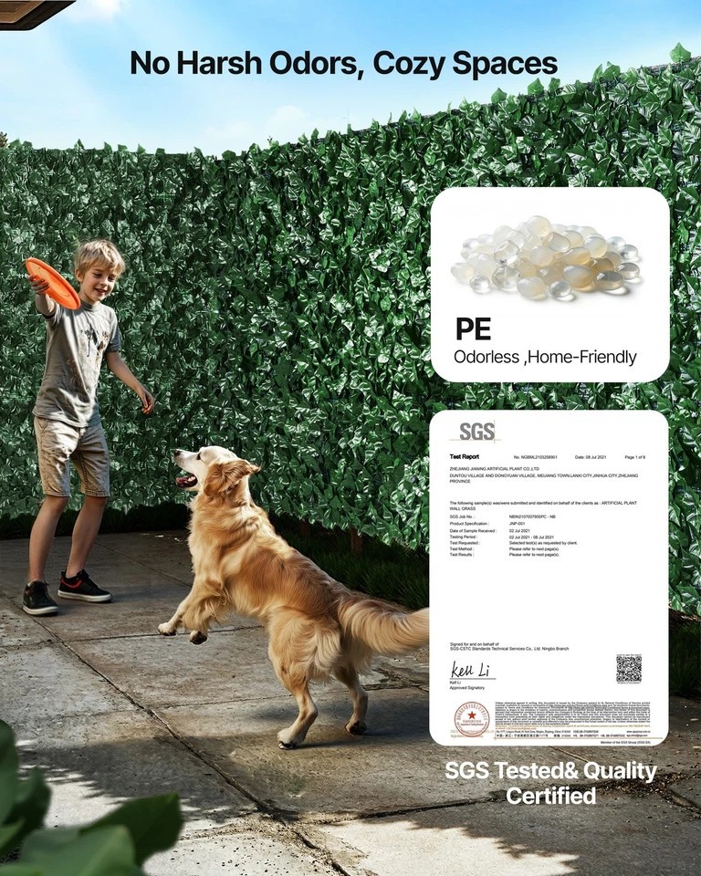 39×158″ Artificial Faux Ivy Leaf Privacy Fence Screen Mesh Cloth Backing