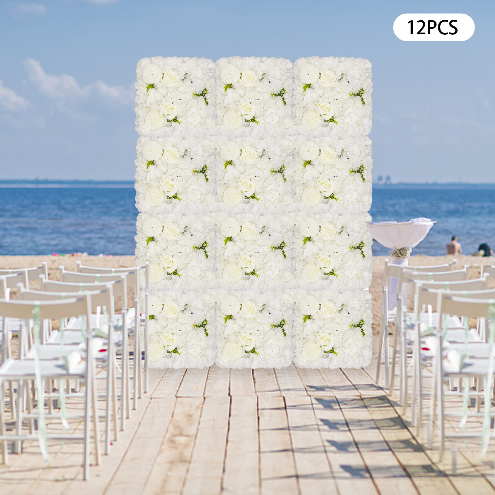 3D Flower Wall Panel-12pcs Artificial Flower Wall Background Silk Rose Mat