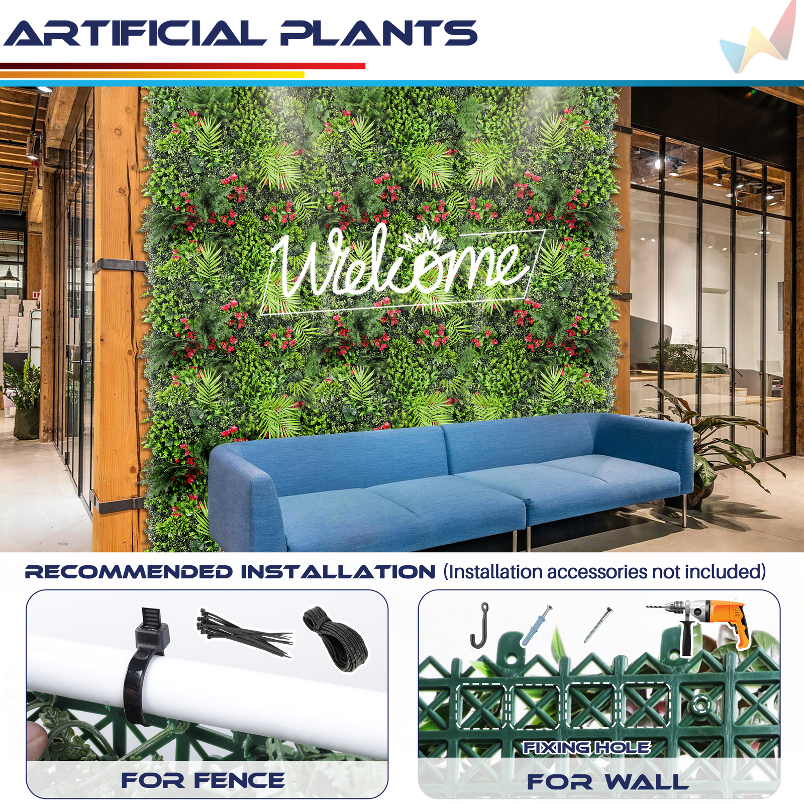 40″x40″ Artificial Faux 3D Mix Leaf Privacy Fence Screen Decor Panel Hedge V12