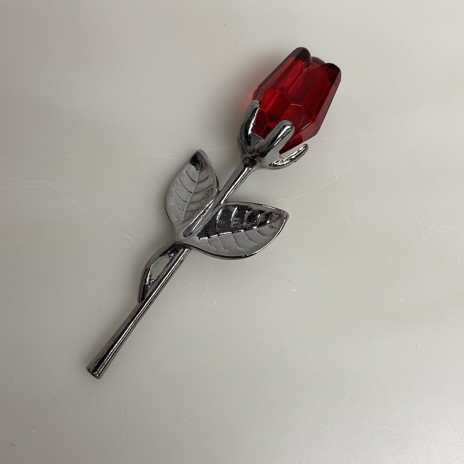 Miniature Rose Flower Red & Silver Gift Girlfriend Wife Mom Valentines Day