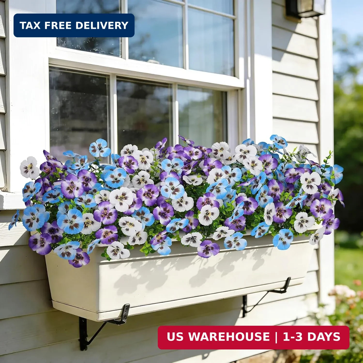 Ouddy Decor 20 Bundles Artificial Pansy Flowers for Outdoors, Fake Silk Flowers