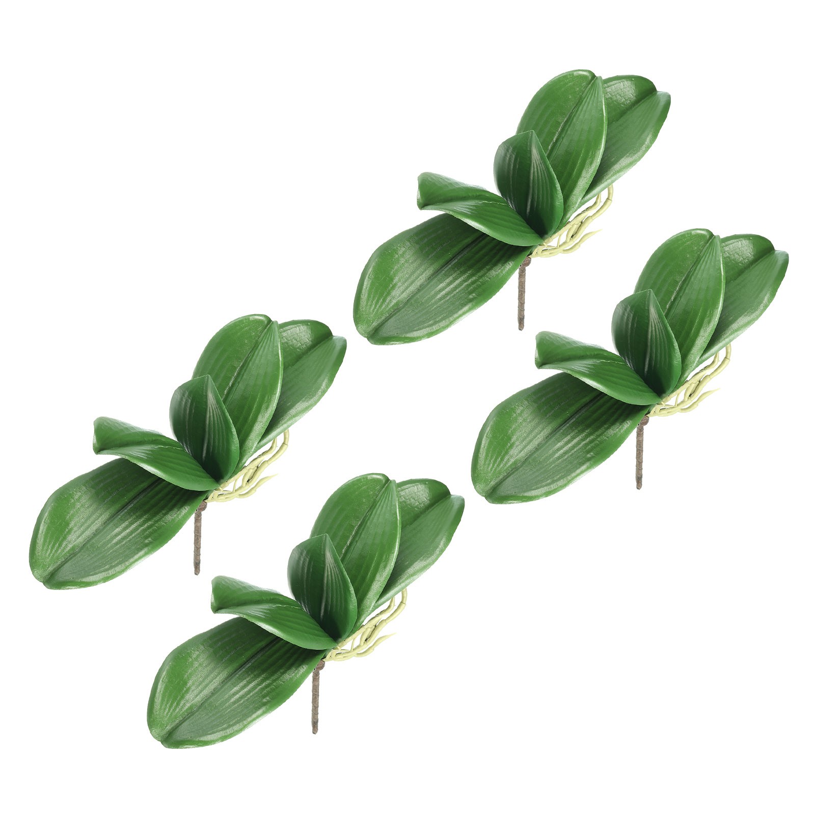 4 Pcs 3.3 Inch Faux Orchid Leaves 5 Petals Artificial Leaf with Stems