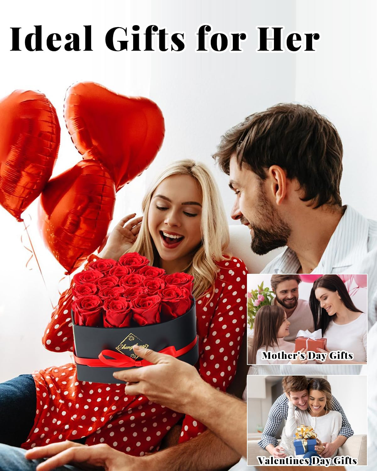 16 Flowers Forever Preserved Roses in Heart Box, Preserved Flowers for Delivery