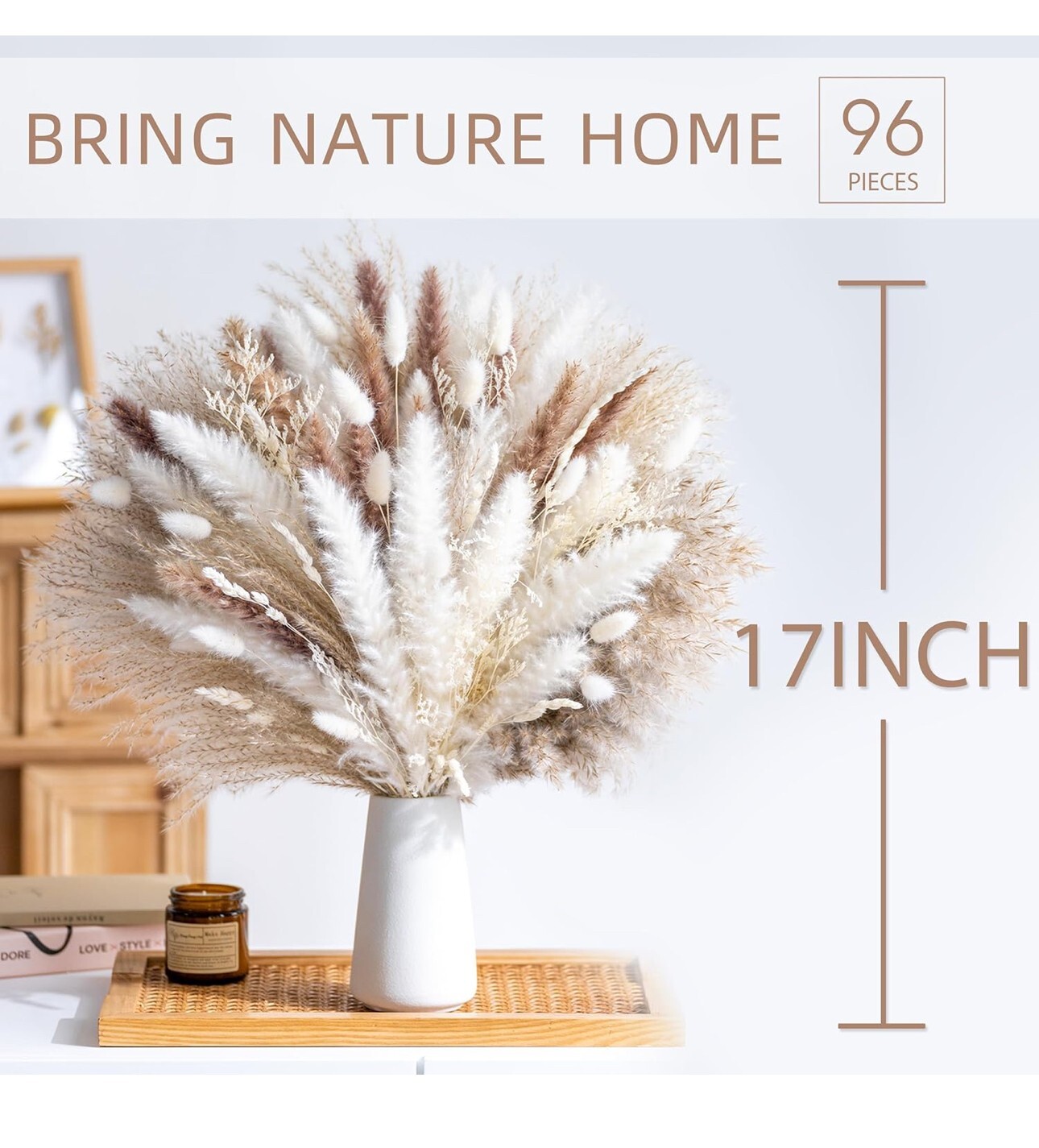 86PCS Natural Dried Pampas Grass Boho Home Decor