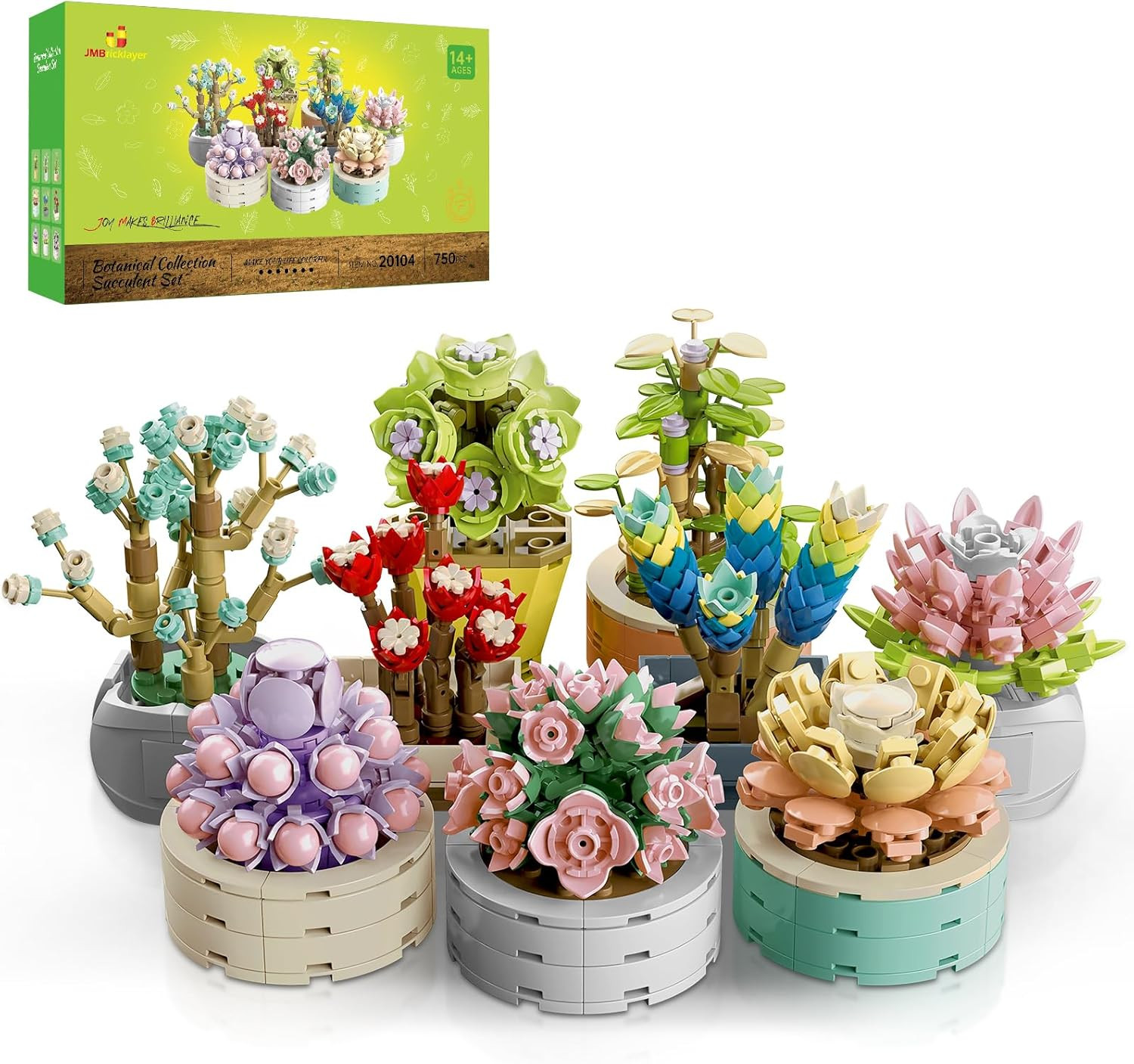 Jmbricklayer Flowers Succulents Botanical Valentines Building Sets, Plants Offic