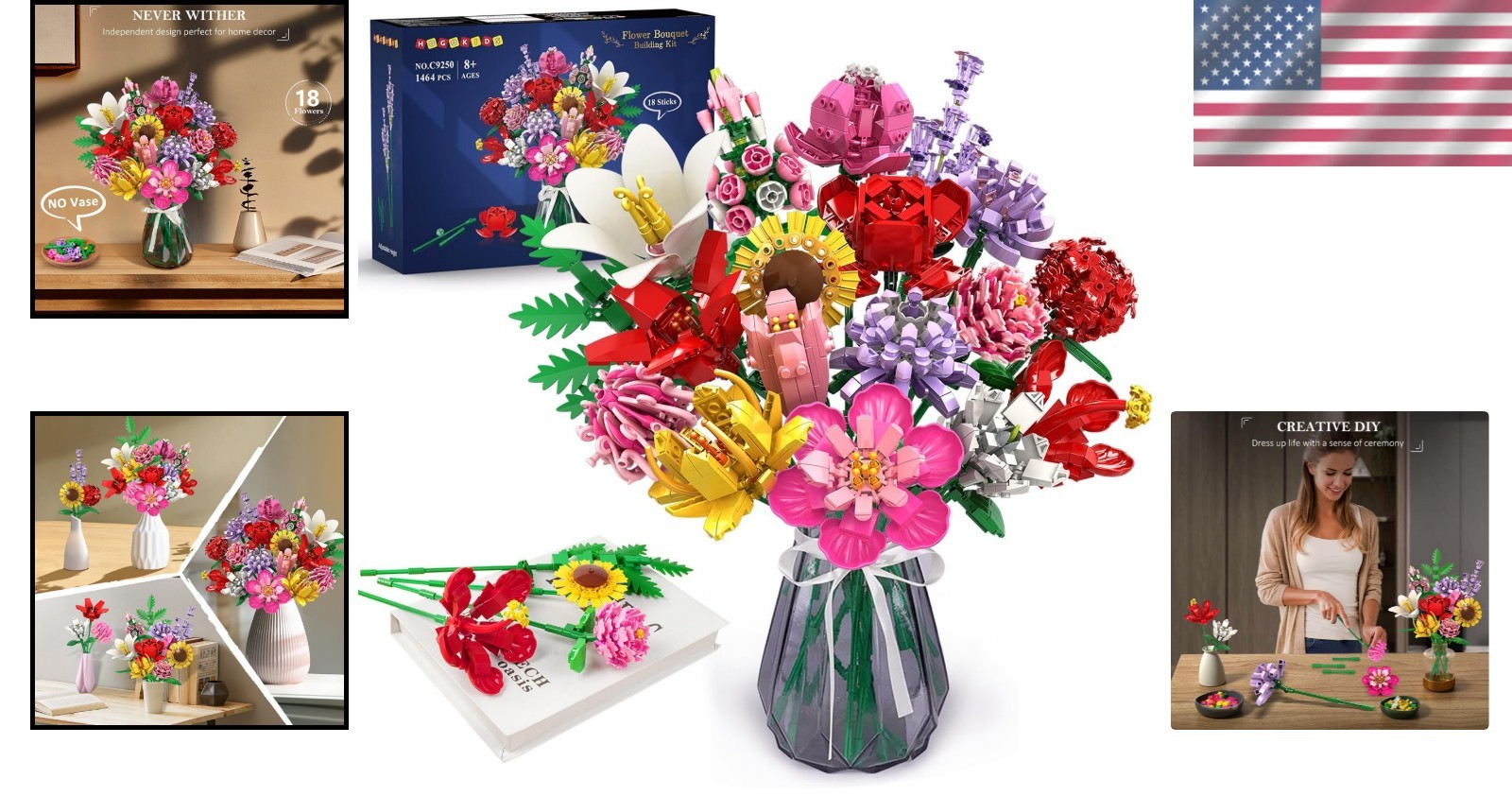 Elegant 1461PCS Artificial Flower Bouquet Set – Perfect DIY Gift for Loved Ones