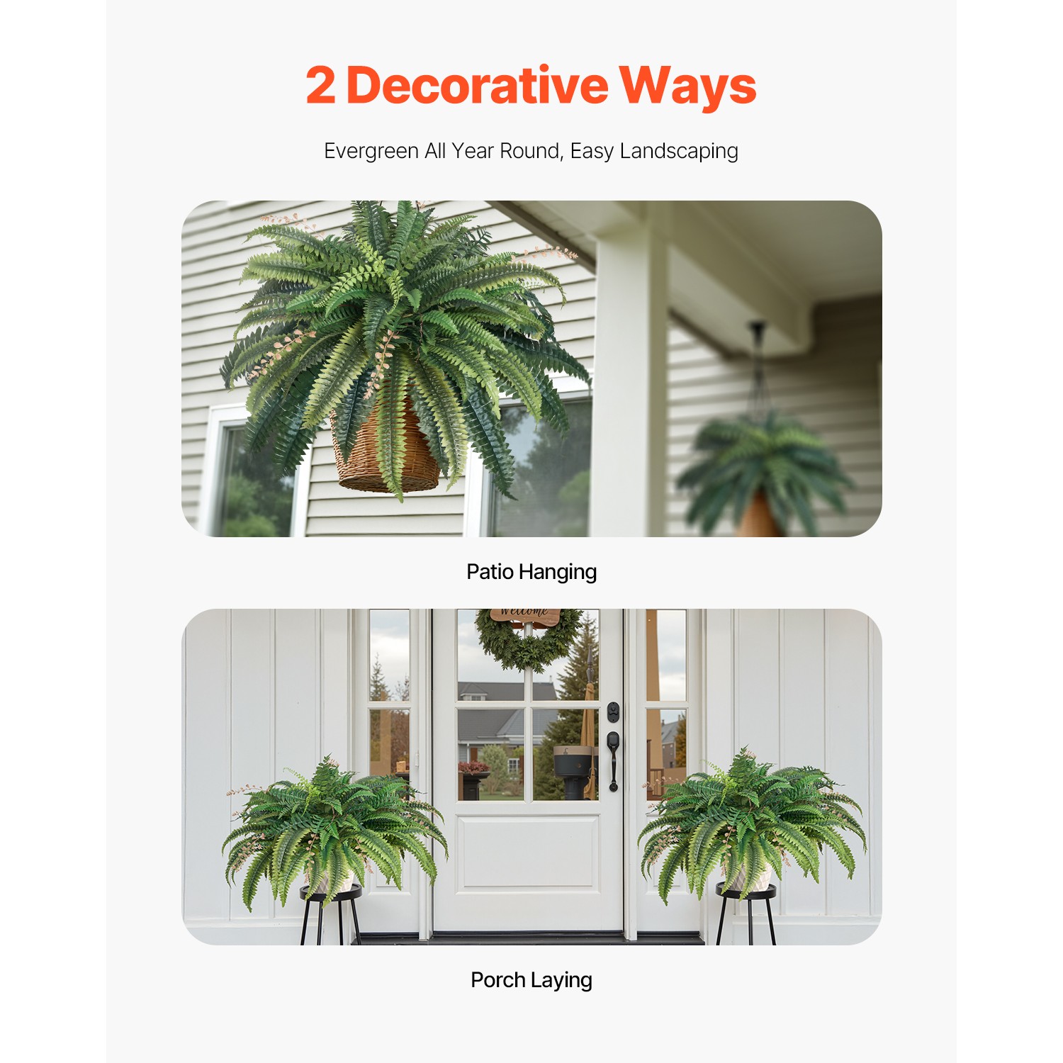 Uimoso 2″ Artificial Boston Fern Plant Bush Plant Wall Hanging in Pot Home Decor