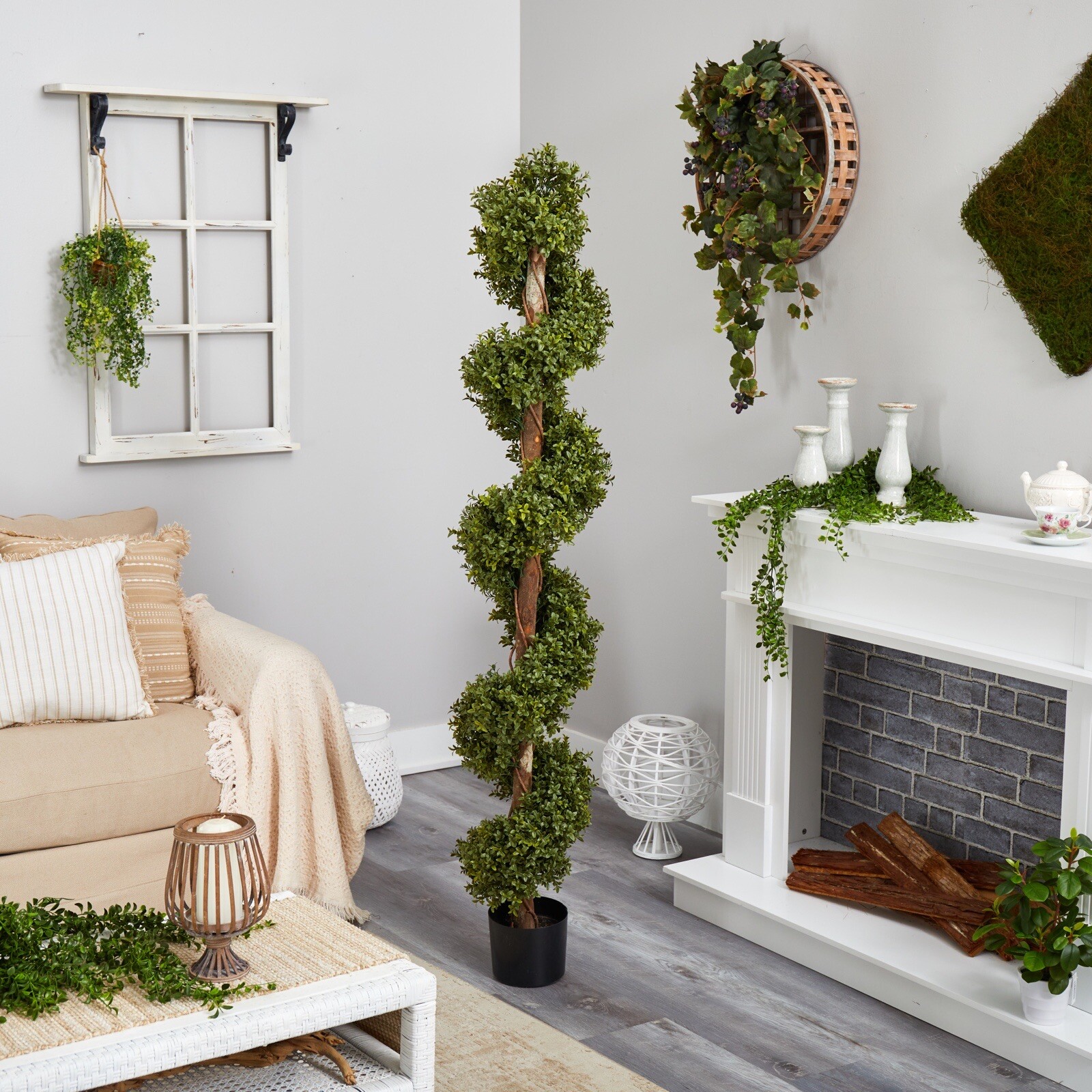 6’ Topiary Boxwood Spiral Artificial Tree UV Indoor/Outdoor. Retail $199