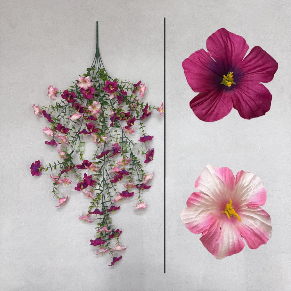 Artificial Hanging Basket with Adjustable Branches Eucalyptus Morning Glory