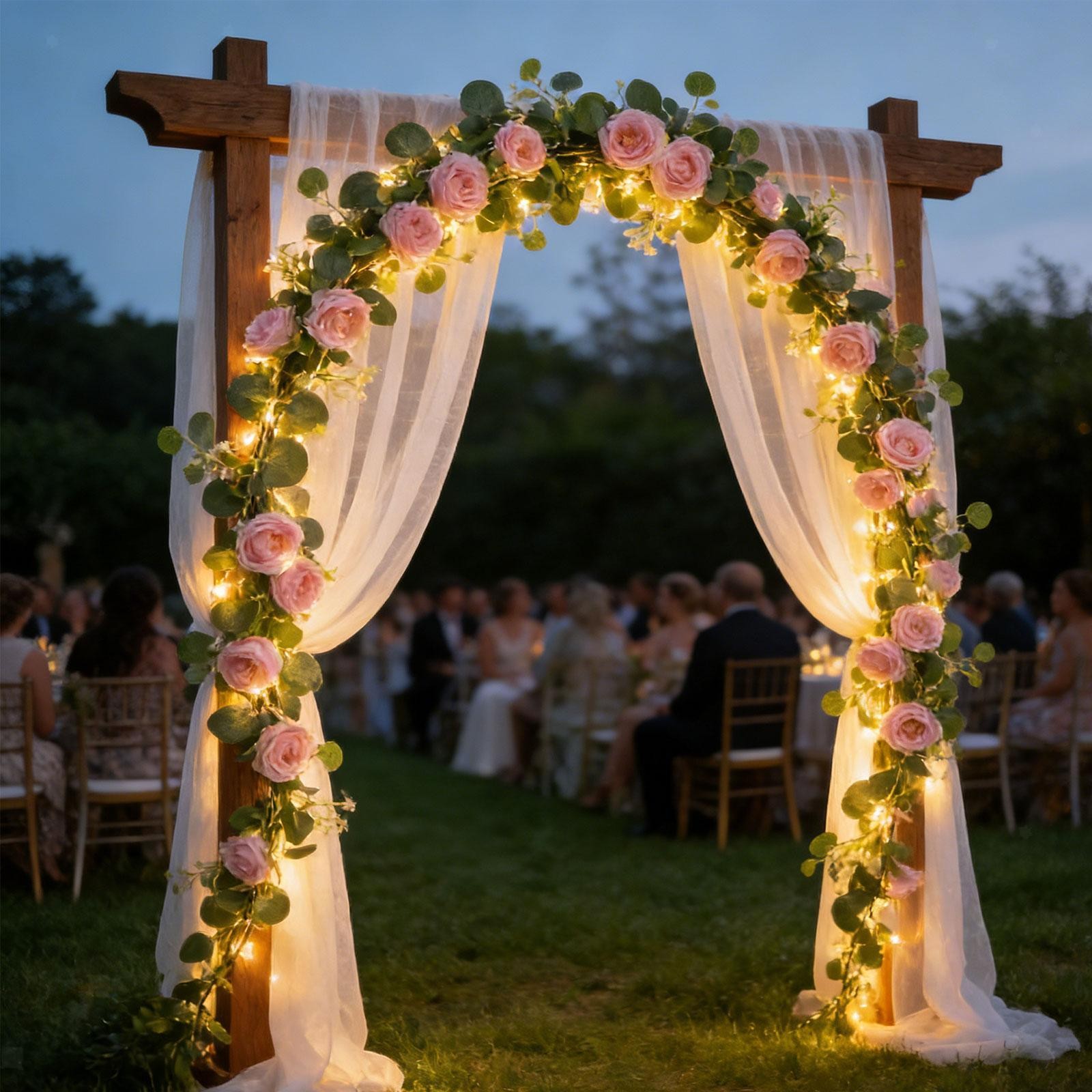 Hanging Fake Rose Silk Flowers Greenery Plant for Home Holiday Wedding Arch