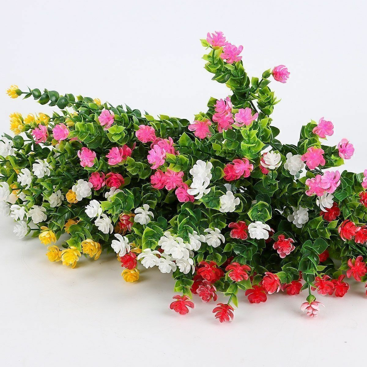 6/10Pcs Artificial Flowers Fake Outdoor UV Resistant Boxwood Plants Shrubs Decor