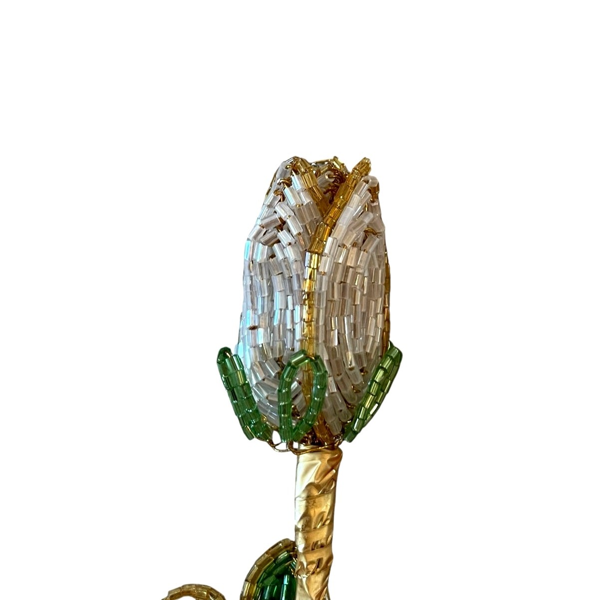 Brand New Mackenzie-Childs White Rose Beaded Stems, Set of 4