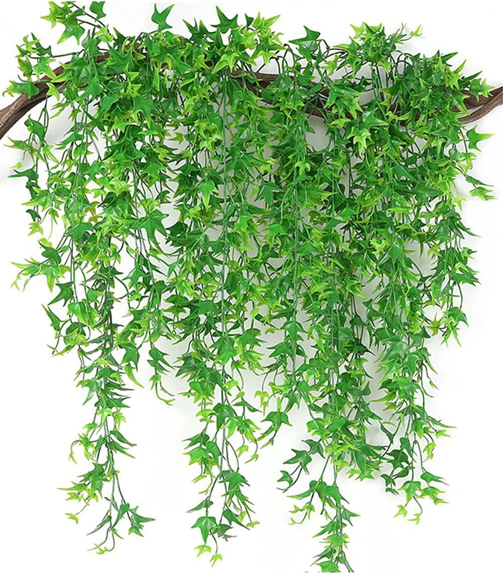 Artificial Hanging Vine, Faux Vines Ivy Leaves Outdoor Fake Hanging Plants Lu…