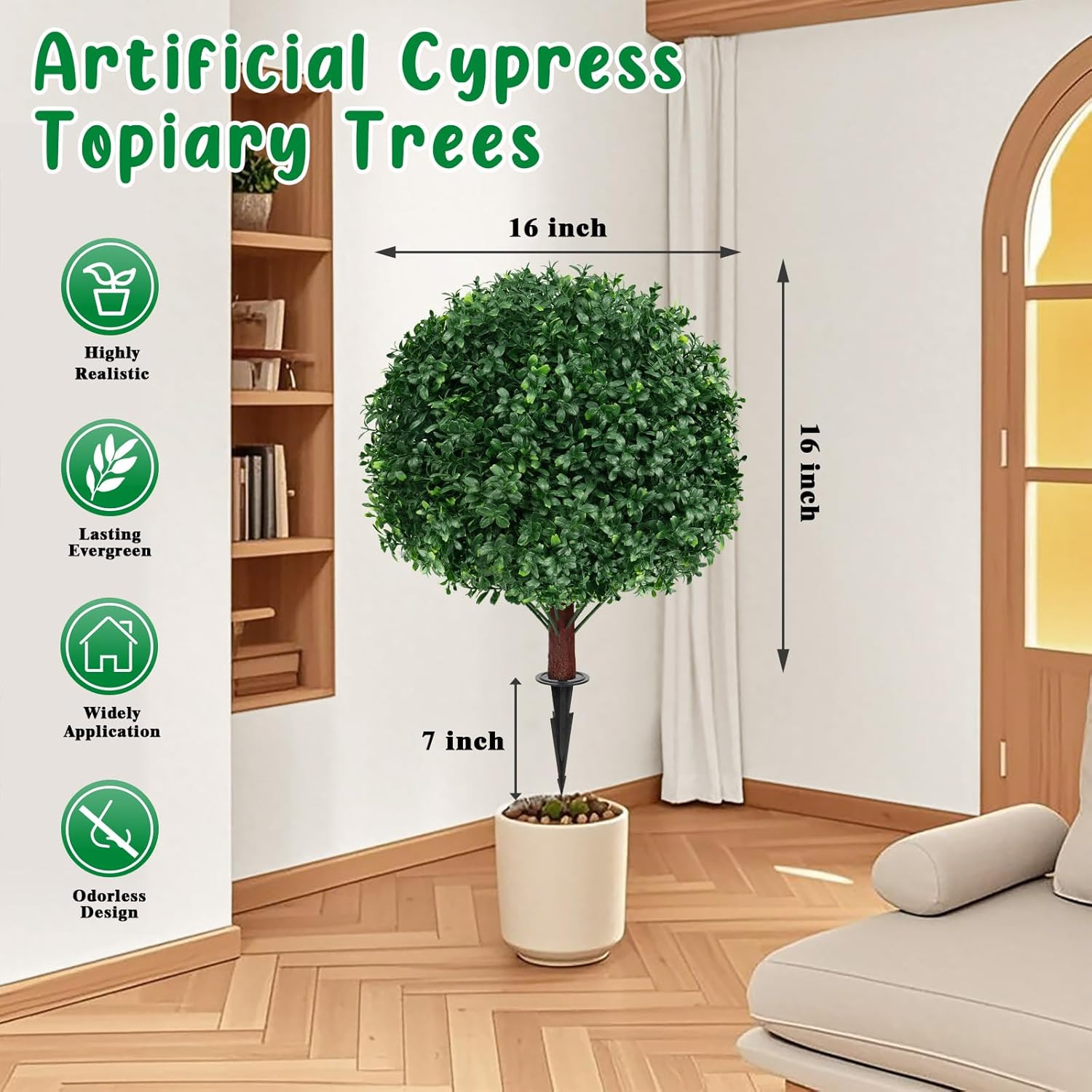 Artificial Boxwood Topiary Ball Tree UV Resistant Outdoor Plant Set of 2
