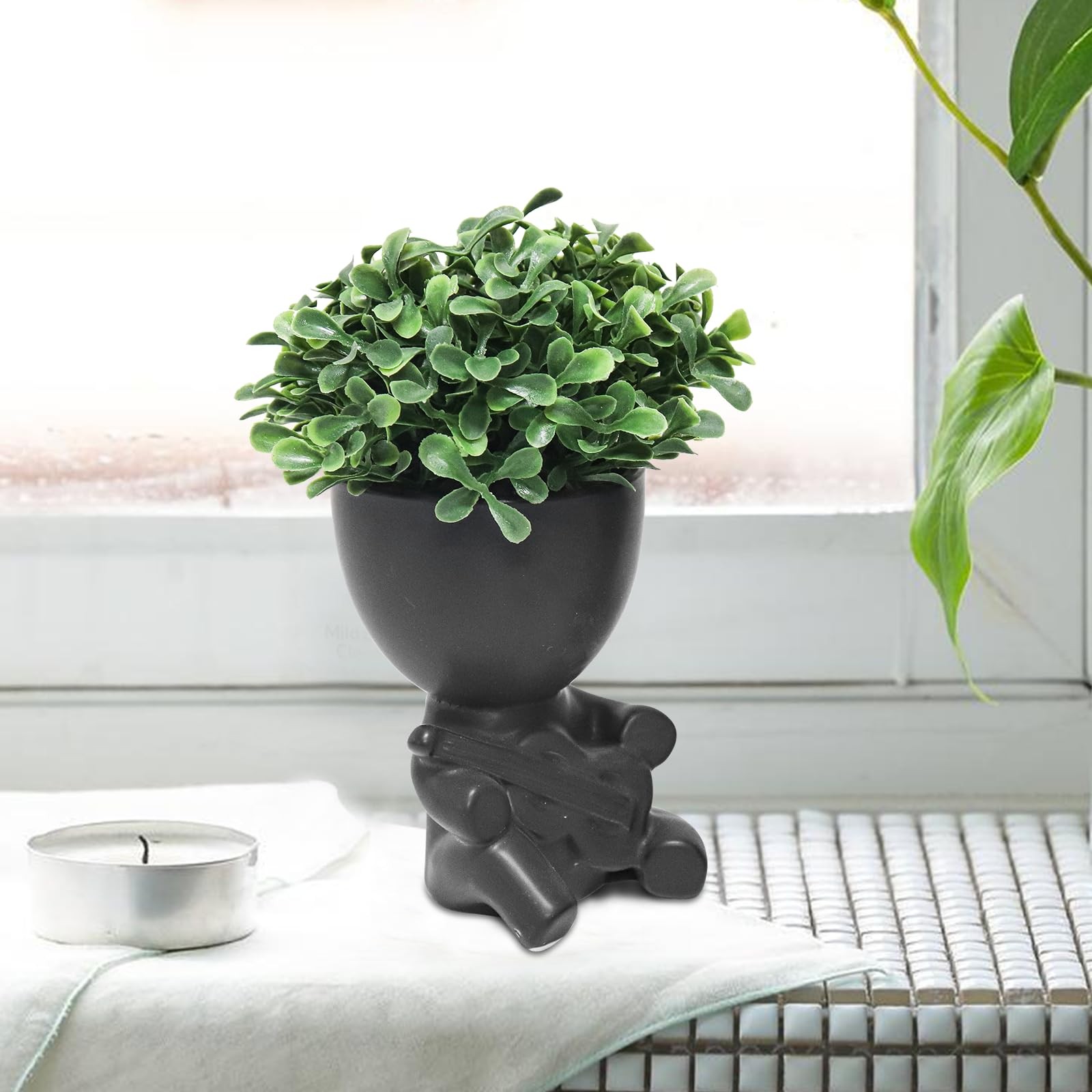 2 PCS Desk Decorations Women Small Office Decorative Plants Bathroom Shelf
