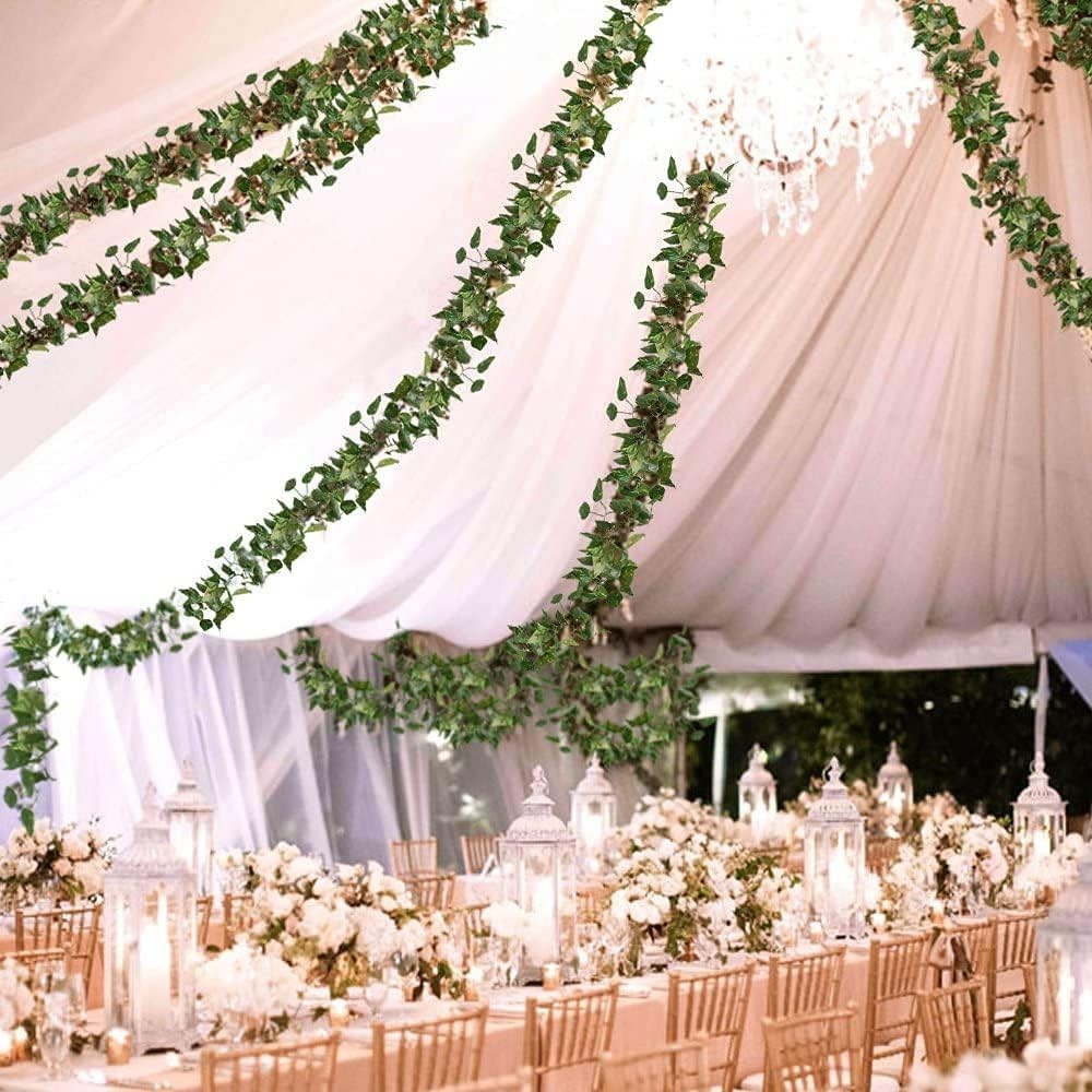 12 Pack 84FT Artificial Greenery Vines – Hanging Garland Leaves for Home, Weddin
