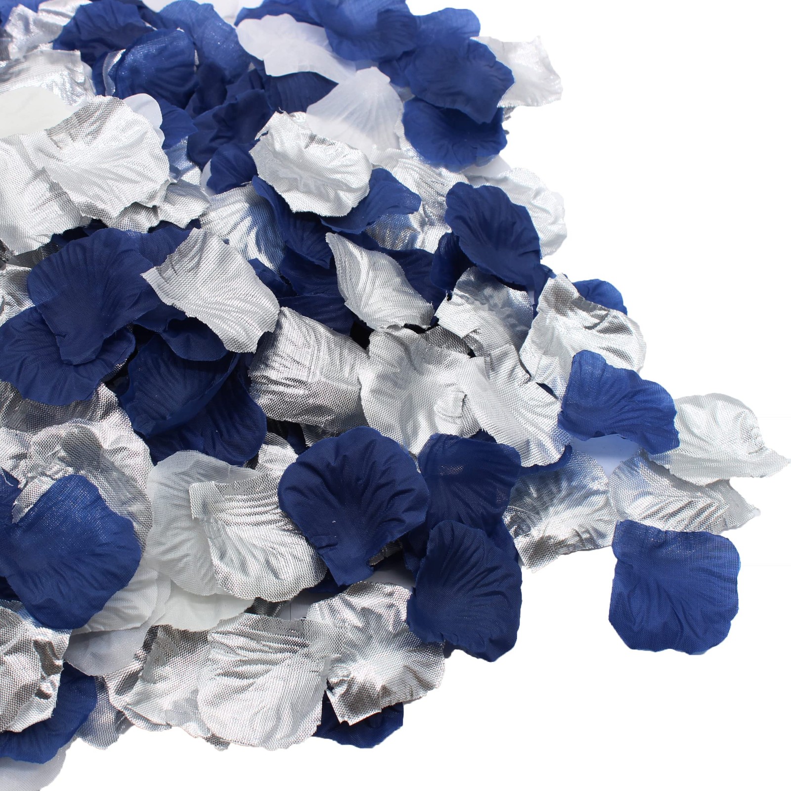 900pcs Navy Blue Silver White Artificial Flowers Silk Rose Petals Flower Girl Sc