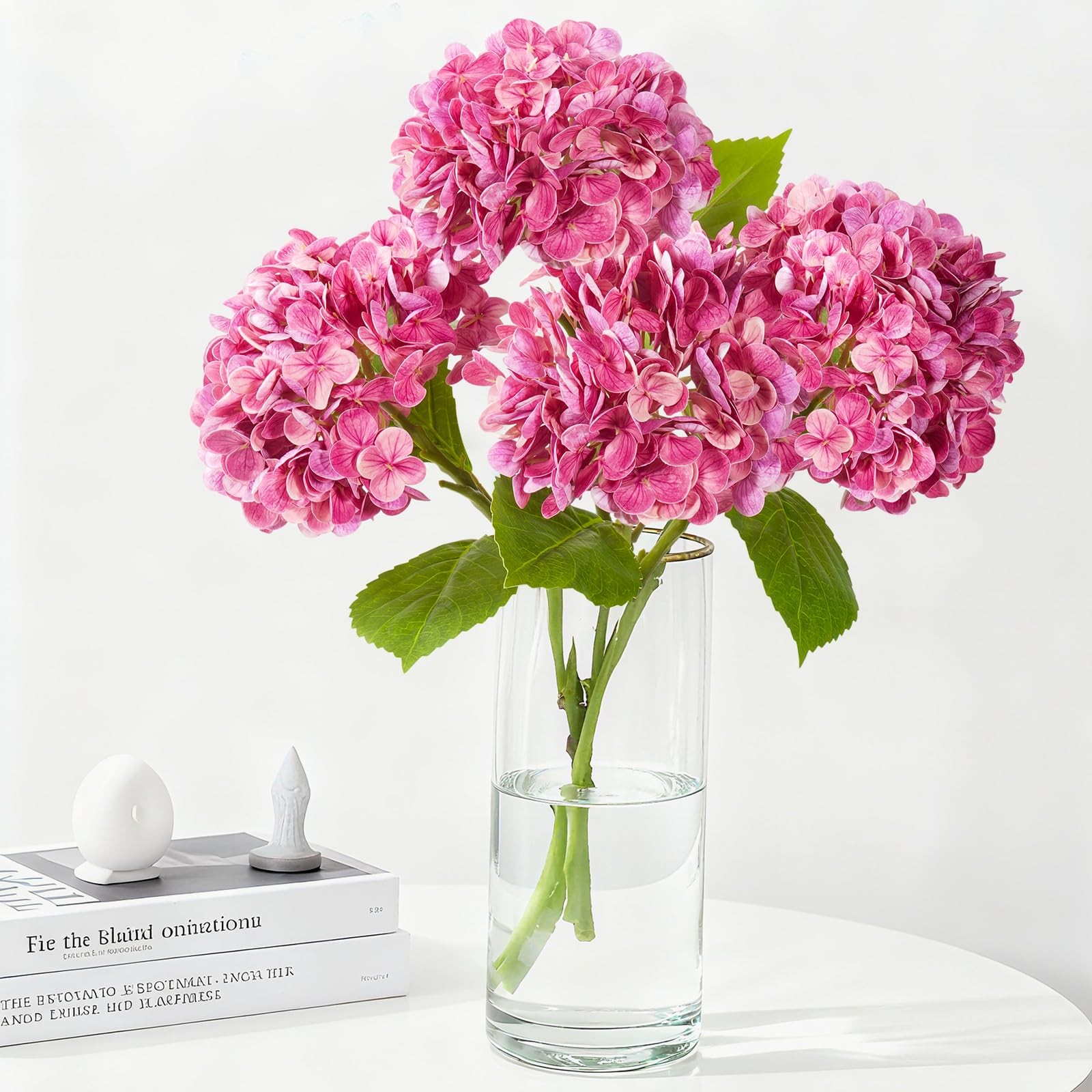 20″ 4Pcs Faux Hydrangea Flowers Real Touch Fake Hydrangeas Bouquet Hydrangea …