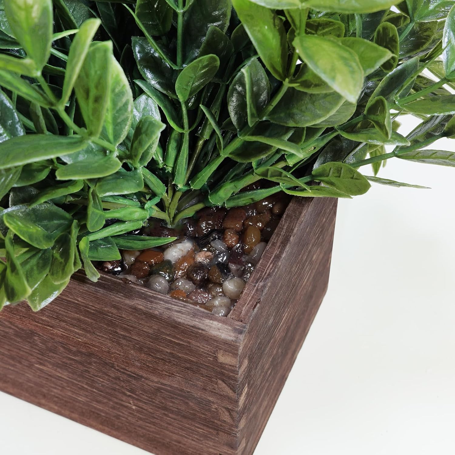 14″ Artificial Boxwood Plants in Rectangular Wood Planter Farmhouse Greenery Arr