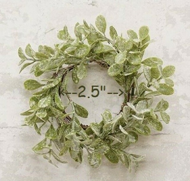 NEW LAUREL Candle Ring FLOCKED in White Snowy Look 2.5″ Opening Christmas 6″-8″W