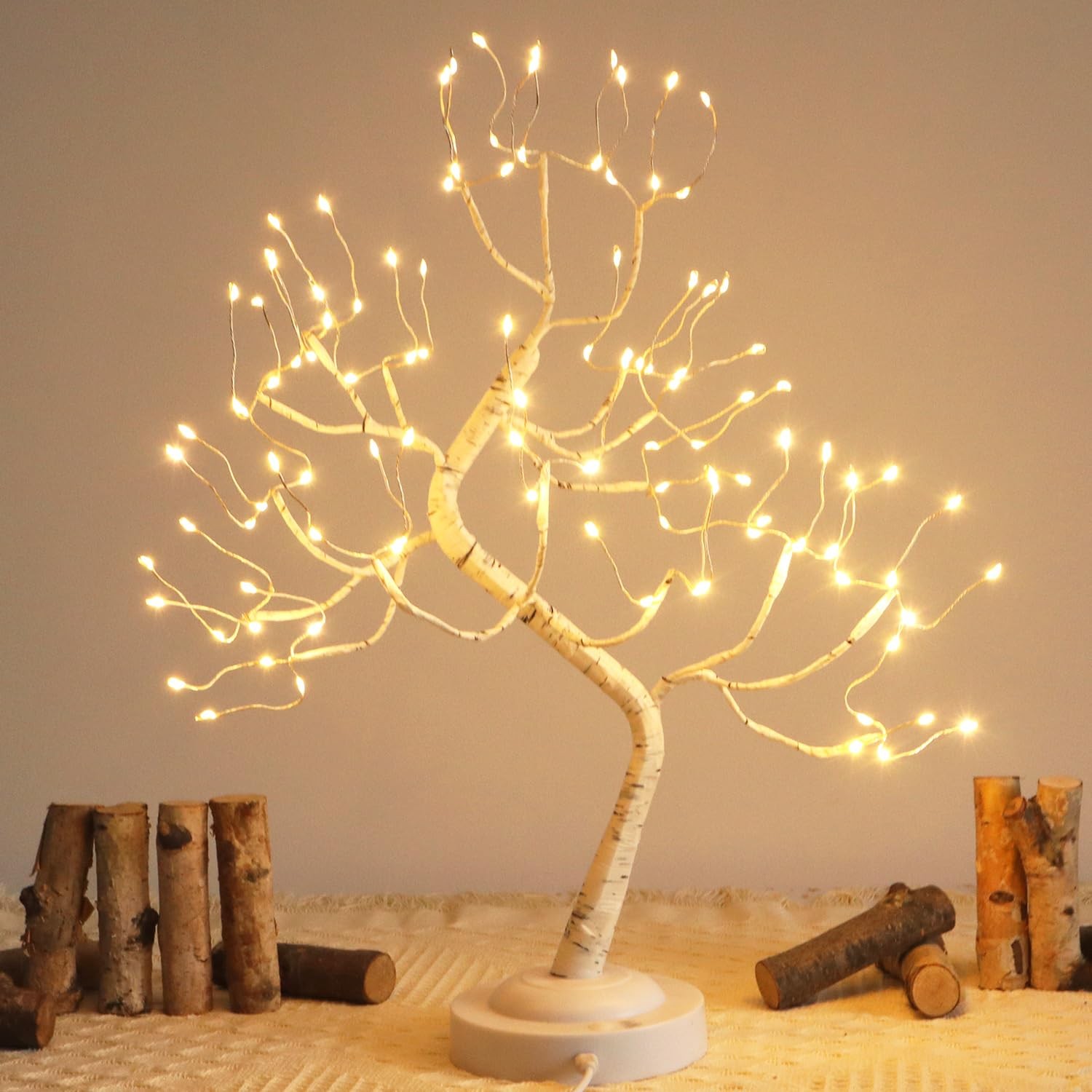 FUCHSUN $$$ 108 LED Birch Tree Light Tabletop Bonsai Fairy Tree Lamp, 8 Light…