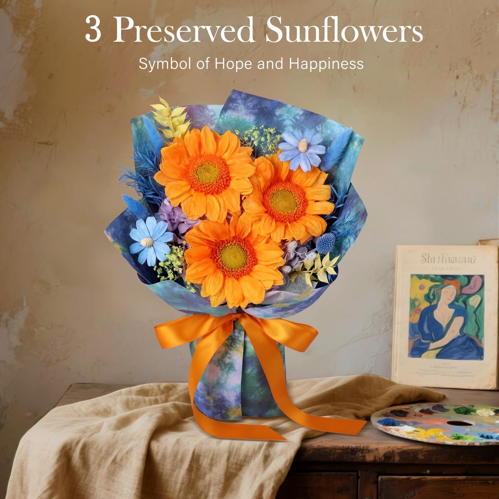 Forever Flowers for Delivery – Preserved Sunflowers Bouquet, Green Sunflowers…