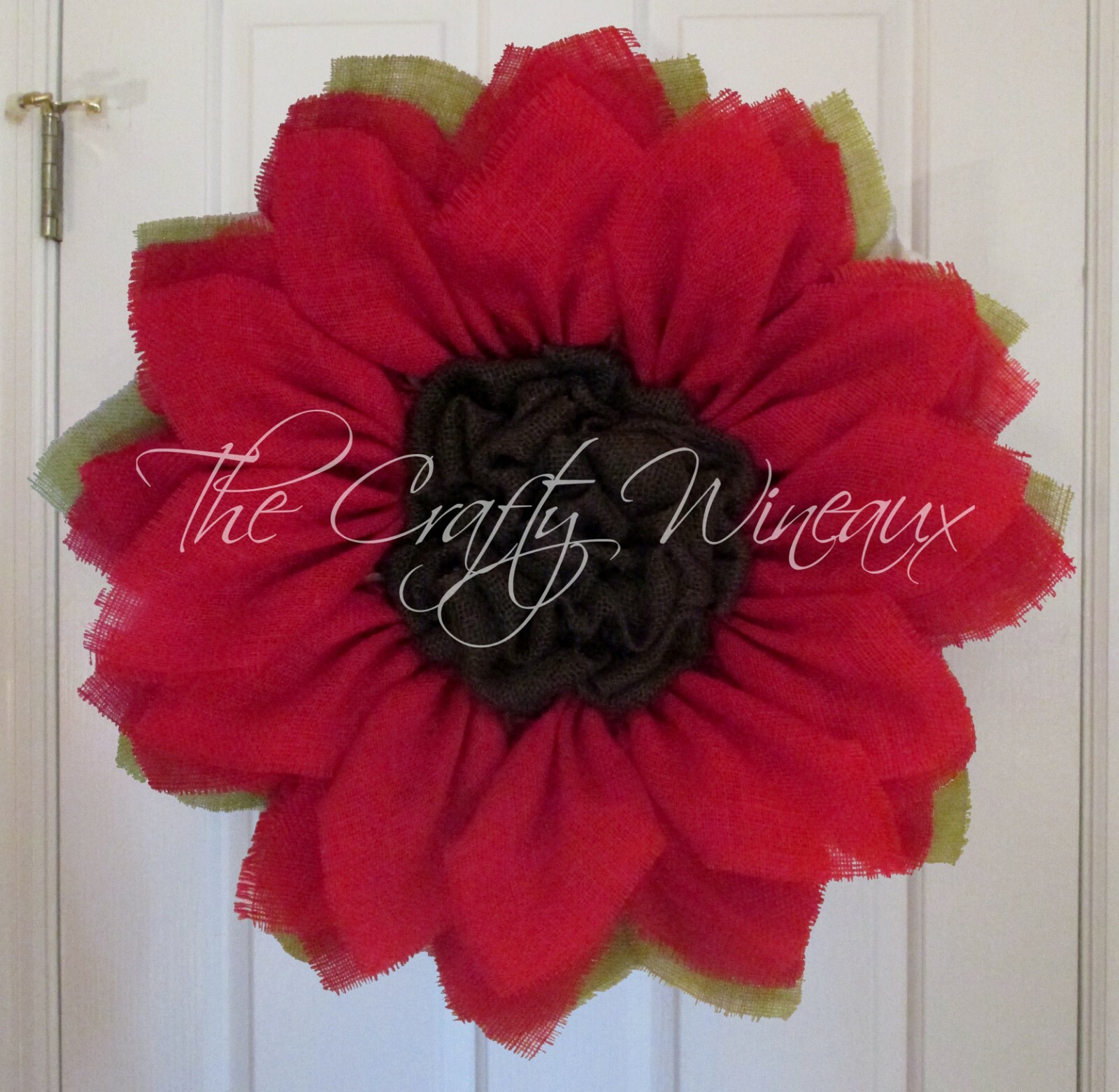 The Crafty Wineaux – Extra Large 30″ Rich Red Burlap Sunflower Wreath