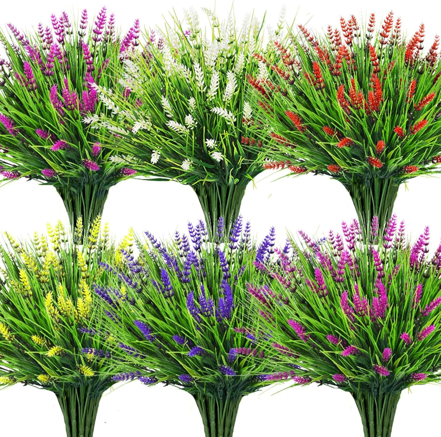 24 Bundles Artificial Flowers Bulk for Outdoors UV Resistant Fake Flowers Spring
