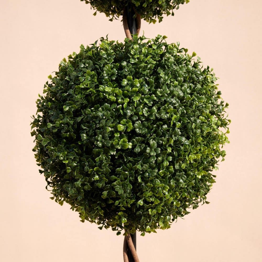 4 Ft. Artificial Triple Ball Topiary Trees Large Faux Boxwood Shrubs Plants for