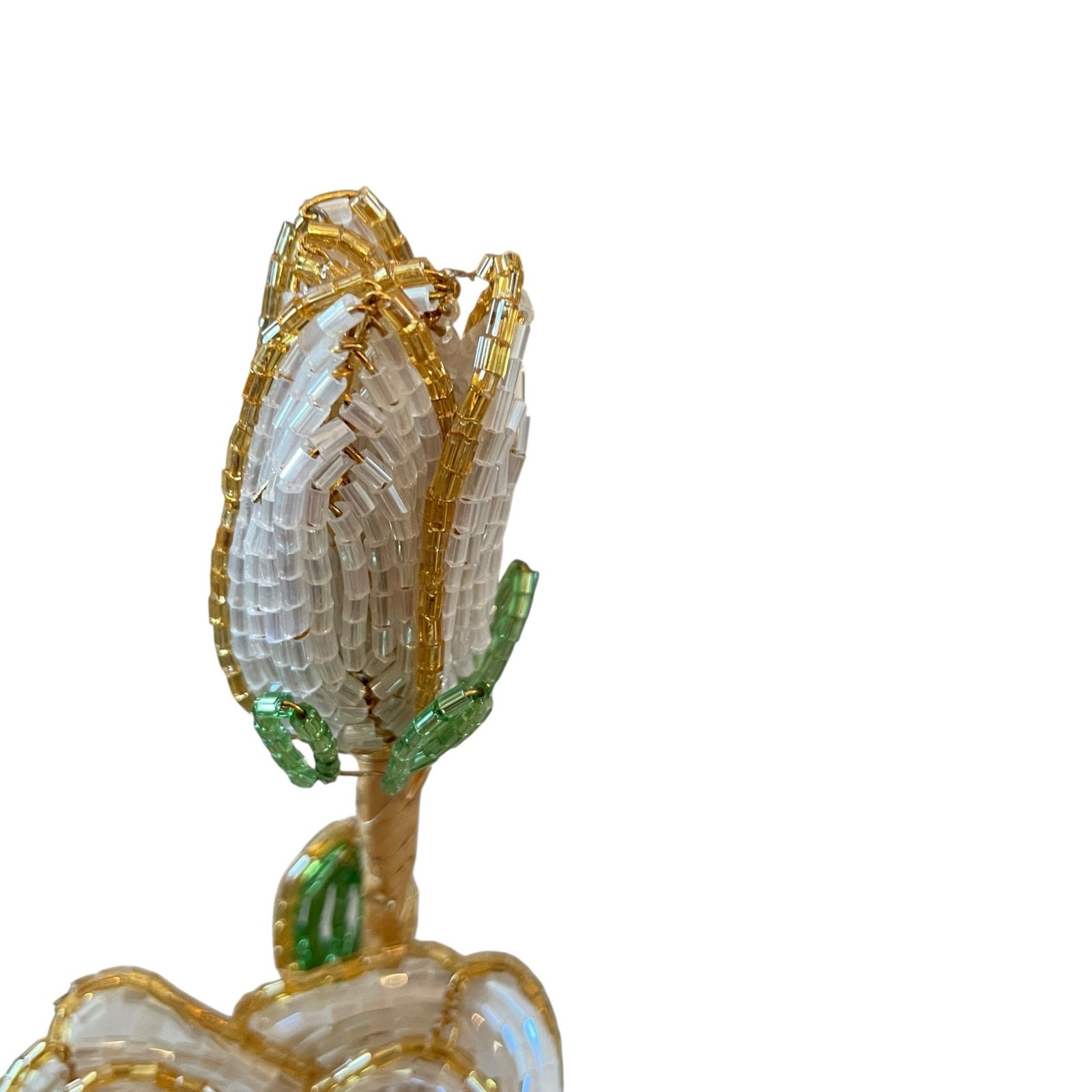 Brand New Mackenzie-Childs White Rose Beaded Stems, Set of 4