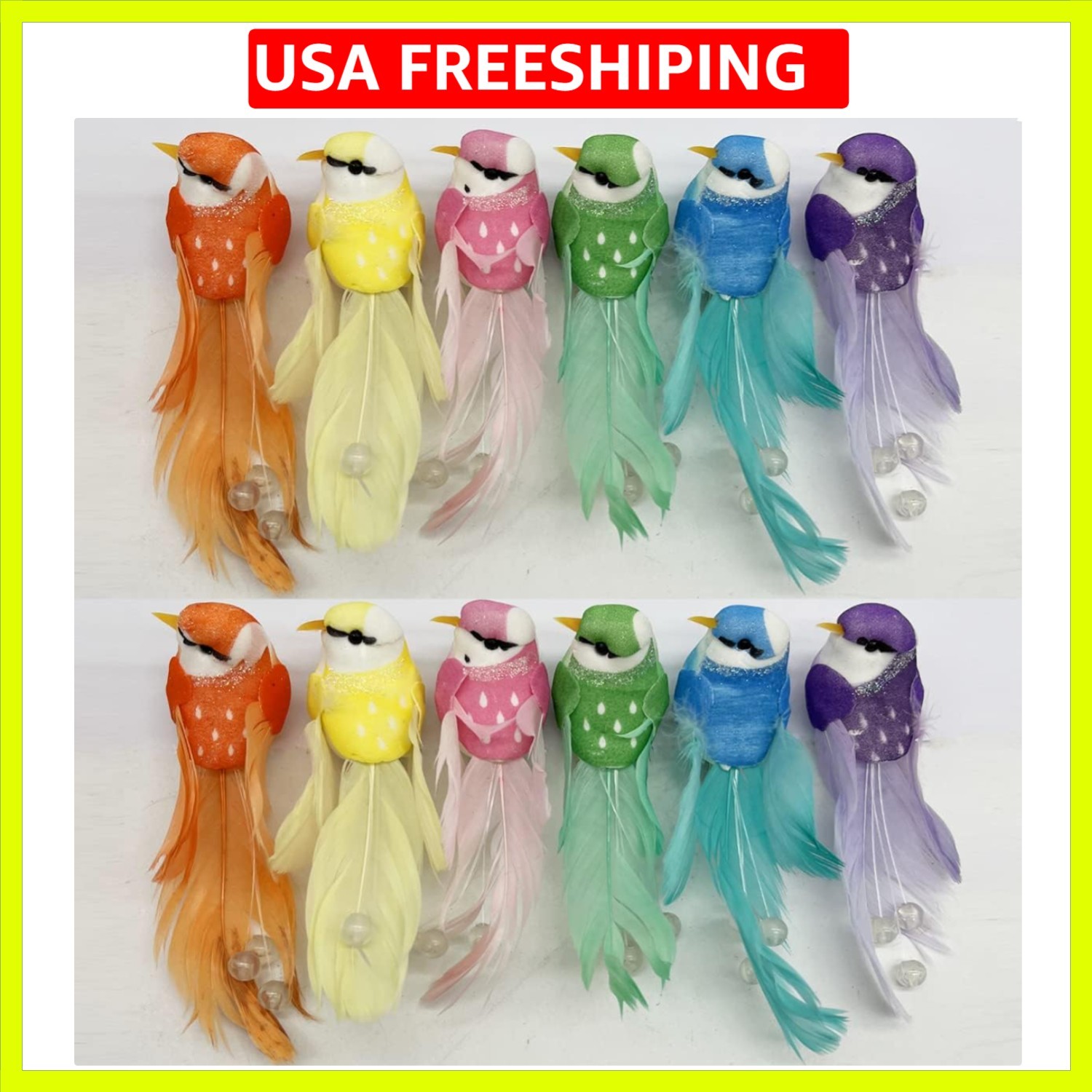Artificial Simulation Foam Birds 5.1″ Unique Fashion Decoration Bird with Pea…