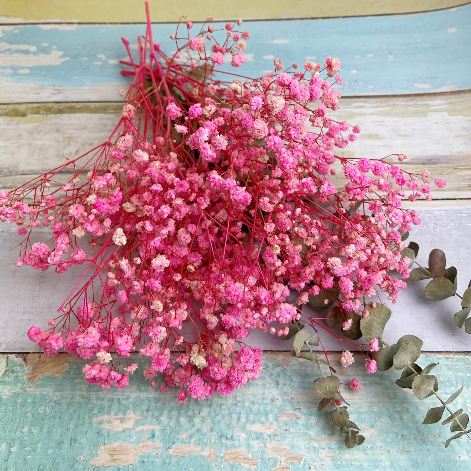 Dried Flower Bouquets, Preserved Pink Baby’s Breath with Eucalyptus for Decor…