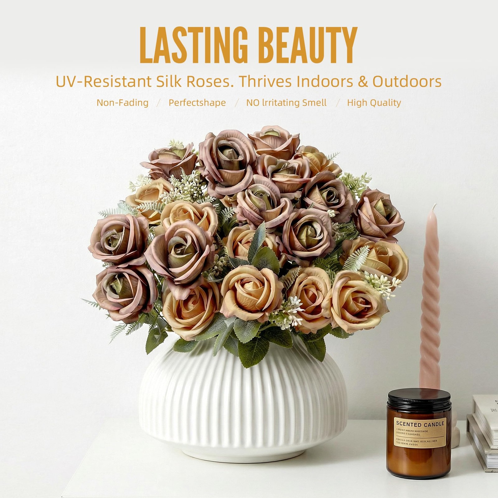 Fake Roses Brown Roses Artificial Roses Silk Roses Artificial Roses with Stem…