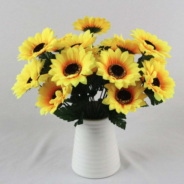 21″-Fake Sunflower Silk Flowers 6″ Head Floral Bouquet Party Wedding Decor USA