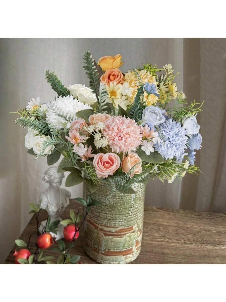 4 Pack Artificial Hydrangea Rose Flowers 11.6in Wedding Home Decor