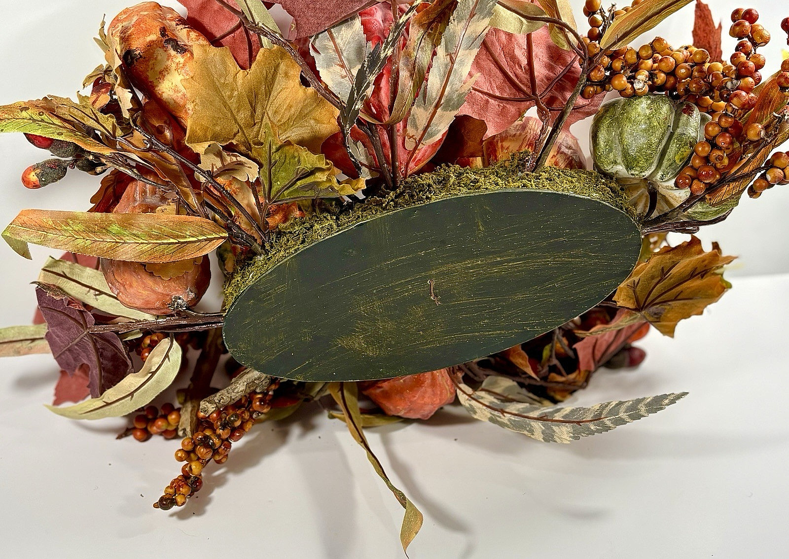 Thanksgiving/Fall Leaves Gourd Centerpiece w/ Twigs Oval Arrangement 19”