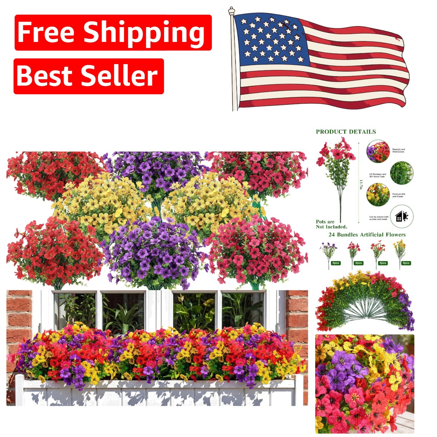 Charming 24 Bundle Faux Flower Arrangement – Perfect for All Season Home Decor