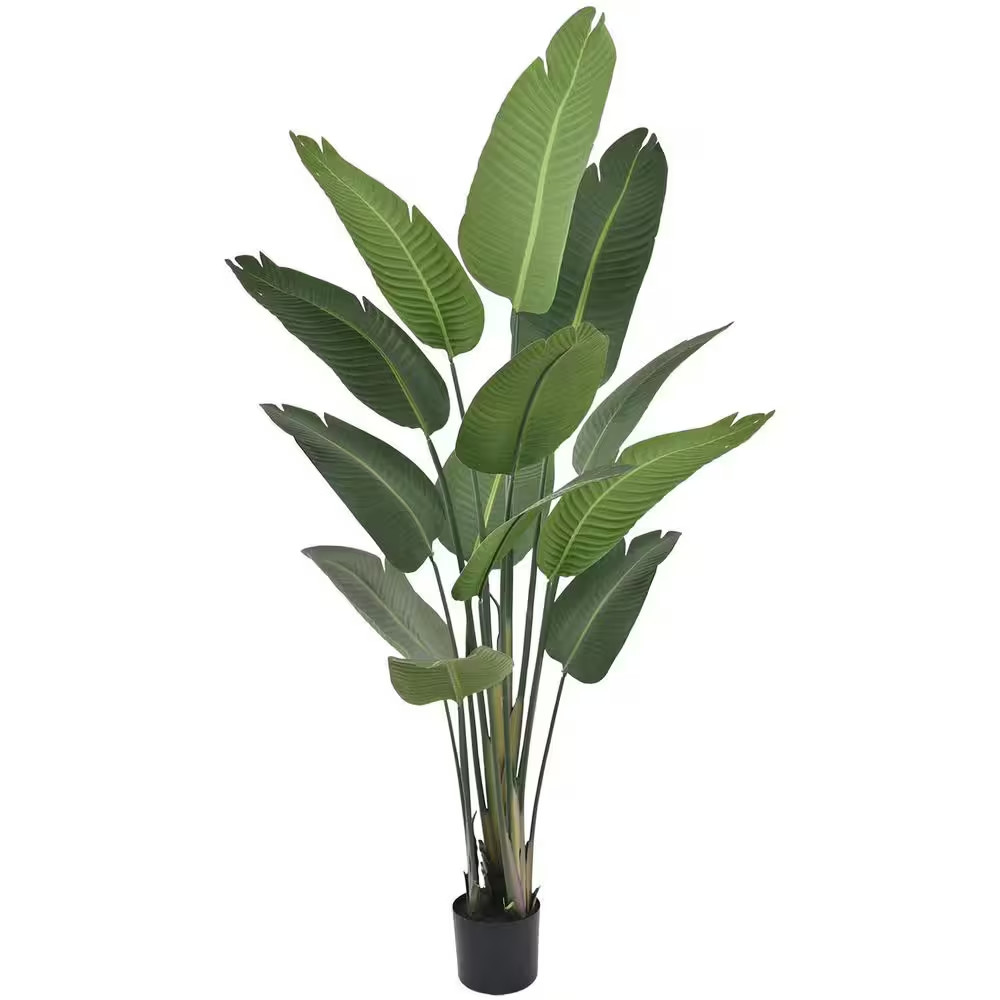 70 In. Artificial Black Birds of Paradise Plant Indoor/Outdoor Green Lifelike Fa