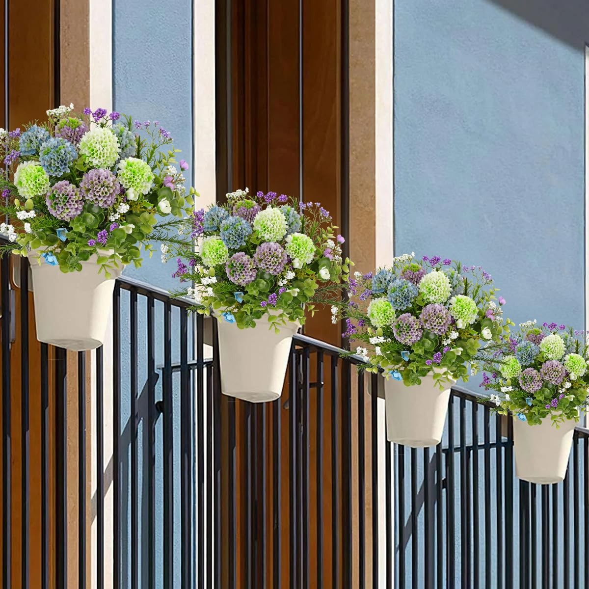 UV Resistant Artificial Flowers for Outdoors & Indoors 3 Bouquets, 12.9″ UV F…