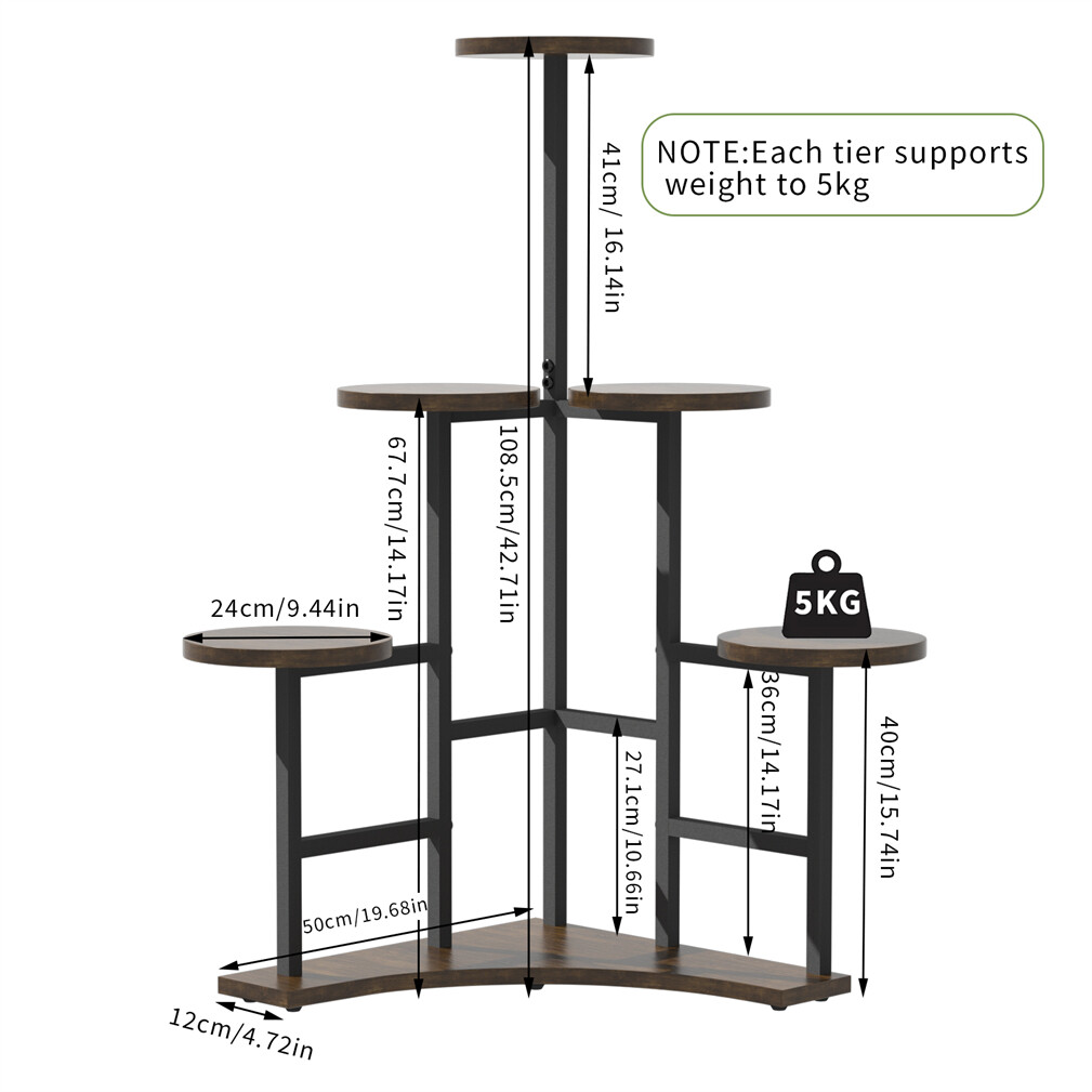 Rustic 8 Pots Tiered Plant Stand Outdoor Garden Patio Balcony Corner Flower Rack