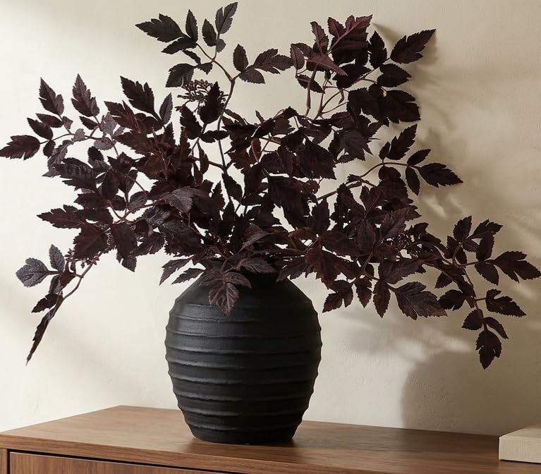 Fall Decorations for Home – Set of 3 Faux Plum Purple Cimicifuga Stems, 24” R…