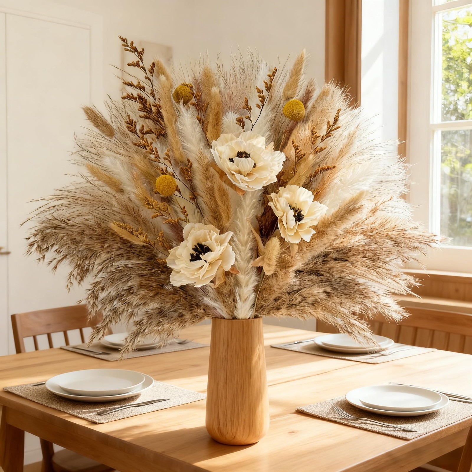 Boho Pampas Grass for Vase Filler Fluffy Natural Dried Flowers Arrangements w…
